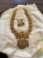 Premium Temple Peacock Haram -Green Bead-G7412