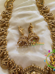 Premium Temple Peacock Haram -Green Bead-G7412