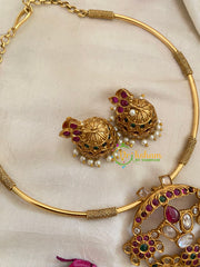 Premium AD Stone Hasli Choker-Thiruman-Red Green White-G9576