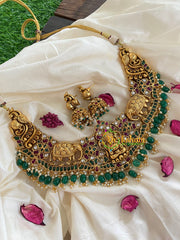 Premium AD Stone Lakshmi High Neck Choker-Green-G5377