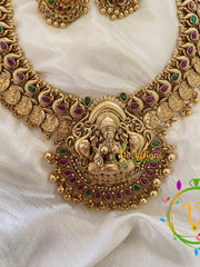 Premium AD Stone Lakshmi Haram with Mogappu-Gold Bead-G7411