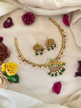 Premium Peacock AD Stone Hasli Guttapusalu Choker -White Red -G9568