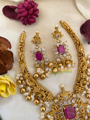 Premium AD Stone Hasli Choker -Filigree -Pink White-G9562