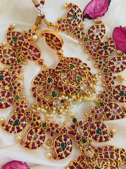 Premium AD Stone Maanga Neckpiece -White Green Red -G5389