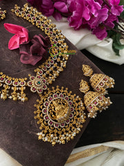 Premium AD Stone Lakshmi Pendant Short Neckpiece -G2636