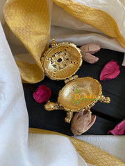 Gold Look Alike AD Stone Kumkum Box-Koormavatar-G6050