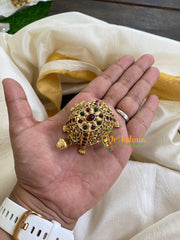 Gold Look Alike AD Stone Kumkum Box-Koormavatar-G6050