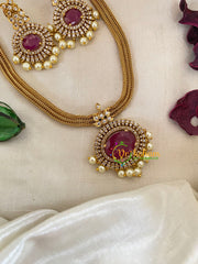 Maroon Kundan Designer Addigai Short Neckpiece-G9595