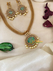 Sea Green Kundan Designer Addigai Short Neckpiece-G9594