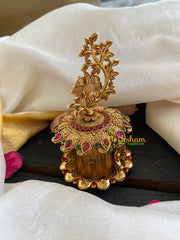 Gold Look Alike AD Stone Kumkum Box-Tree-G6049