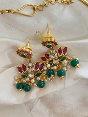 Premium AD Stone Lotus Hasli Choker-Paisley-Green-G4073