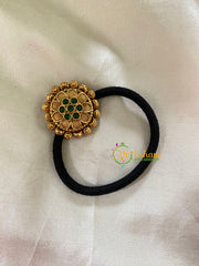 Gold Pendant Rubber Band -Festive Hair band -Green-H424