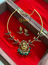 Premium AD Stone Lakshmi Hasli Choker-Parrot-Green-G4068