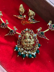 Premium AD Stone Lakshmi Hasli Choker-Parrot-Green-G4068