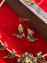 Premium AD Stone Lakshmi Hasli Choker-Parrot-Green-G4068