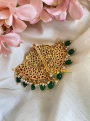 Premium Kemp Single Jada Billai -Bun Billai-Green Bead-G6055