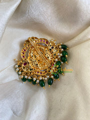 Premium Kemp Single Lakshmi Jada Billai -Bun Billai-Green Bead-G6059