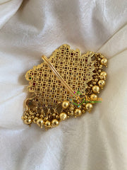 Dual Peacock Kemp Single Jada Billai -Bun Billai-Gold Bead-G6060