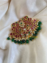 Dual Peacock Kemp Single Jada Billai -Bun Billai-Green Bead-G6168