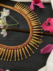 Gold Look Alike Traditional Mullai Mottu Neckpiece-AD Stone-G4182