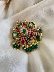 Premium Kemp Single Jada Billai -Bun Billai-Green Bead-G6178