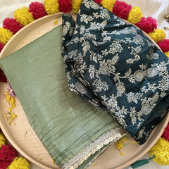Pista Green Plain Organza Saree-VS3616