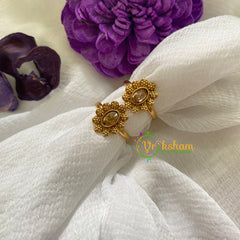 Premium AD Stone Toe Rings -Oval White-G7615