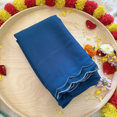 Indigo Blue Plain Chiffon Saree-VS3610