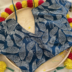 Indigo Blue Plain Chiffon Saree-VS3610