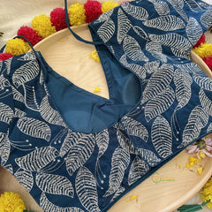 Indigo Blue Plain Chiffon Saree-VS3610