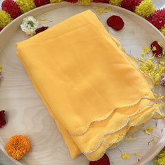 Yolk Yellow Plain Chiffon Saree-VS3612
