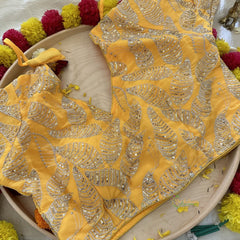 Yolk Yellow Plain Chiffon Saree-VS3612