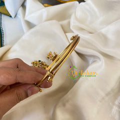 Traditional Lakshmi Vangi-Temple Armlet-Green Bead and Pearl -G6551