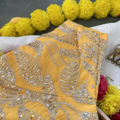 Yolk Yellow Plain Chiffon Saree-VS3612