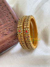 Silk Thread Kada Kundan Bangle -Gold Squares-G6069