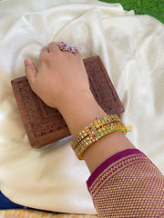 Silk Thread Kada Kundan Bangle -Gold Squares-G6069