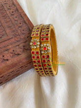 Silk Thread Kada Kundan Bangle -Red Squares-G6070