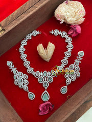 Pastel Green American Diamond Neckpiece-G3231