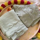 Light Pista Green Plain Chiffon Saree-VS3613