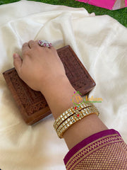 Silk Thread Kada Kundan Bangle -White Red-G6073