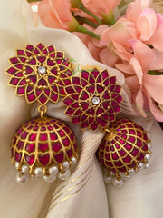 Precious Jadau Kundan Red Jhumkas -J161