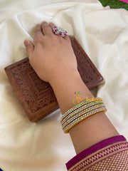 Thin Silk Thread AD Stone Bangle -White-G6074