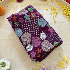 Maroon Plain Chiffon Saree-VS3604