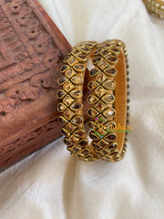 Silk Thread Kada Kundan Bangle -Gold Brown-G6076