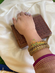 Silk Thread Kada Kundan Bangle -Gold Brown-G6076