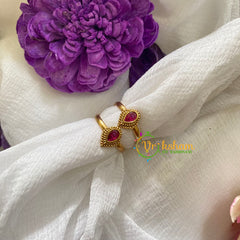 Premium AD Stone Toe Rings -Small Tilak -Red-G7597