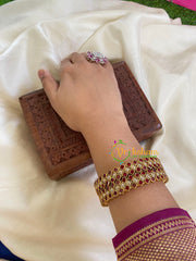 Silk Thread Kada Kundan Bangle -Maroon White-G6077