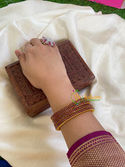 Thin Silk Thread AD Stone Bangle -Red -G6078