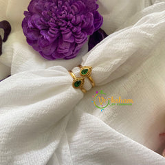 Premium AD Stone Toe Rings-Green Tiny Tilak -G7566