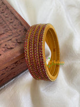 Thin Silk Thread AD Stone Bangle -Red -G6078